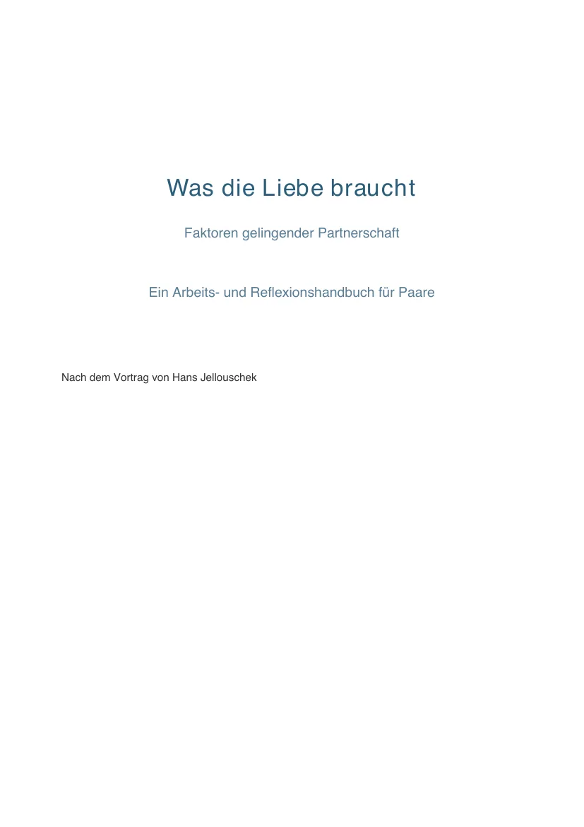 Titelseite des Handouts Was die Liebe braucht